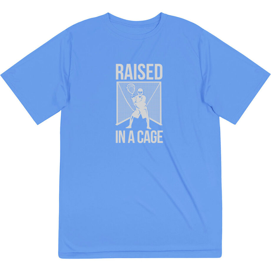 Guys Lacrosse Short Sleeve Performance Tee - Raised In a Cage
