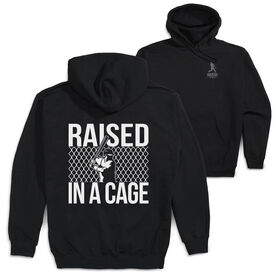 Baseball Hooded Sweatshirt - Raised In a Cage (Back Design) [Youth Medium/Black] - SS
