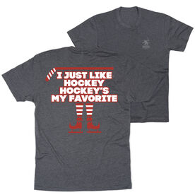 Hockey Short Sleeve T-Shirt - Hockey's My Favorite (Back Design) [Adult XXX-Large/Charcoal] - SS
