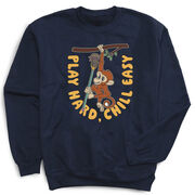 Guys Lacrosse Crewneck Sweatshirt - Play Hard, Chill Easy