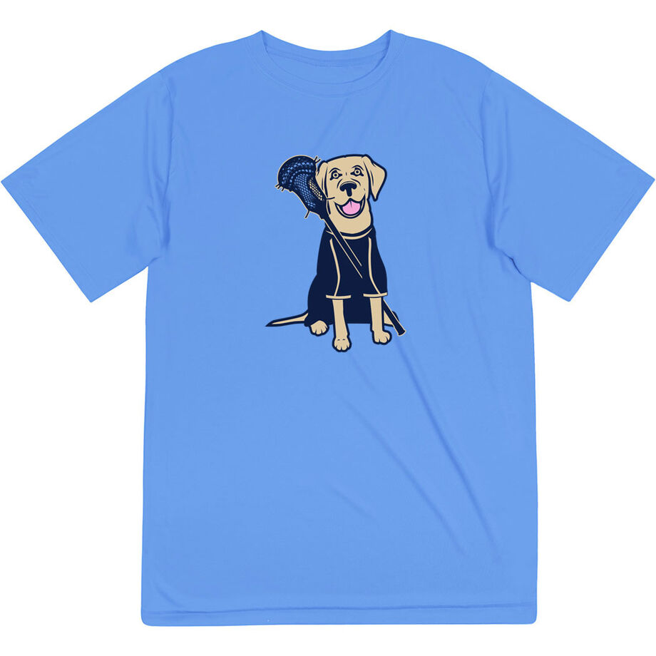 Guys Lacrosse Short Sleeve Performance Tee - Riley The Lacrosse Dog - Personalization Image