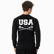 Guys Lacrosse Tshirt Long Sleeve - USA(Back Design)