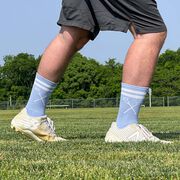 Guys Lacrosse Woven Mid-Calf Socks - Retro Crossed Sticks (Carolina/White)