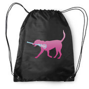 Girls Lacrosse Drawstring Backpack LuLa the Lax Dog(Pink)