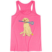 Girls Lacrosse Flowy Racerback Tank Top - Chase The Lax Dog