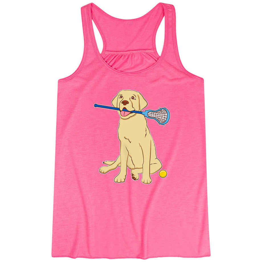 Girls Lacrosse Flowy Racerback Tank Top - Chase The Lax Dog