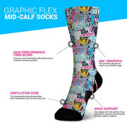 Girls Lacrosse Graphic Flex Mid-Calf Socks - Lax Girl Life