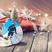 Hockey Round Ceramic Ornament - Player Silhouette