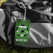 Soccer Bag/Luggage Tag - Personalized Soccer Ball with Dots Background