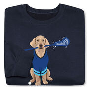 Guys Lacrosse Crewneck Sweatshirt - Laxer the Lacrosse Dog
