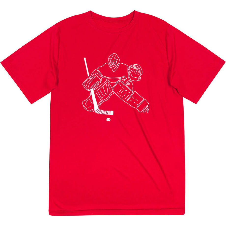 Hockey Short Sleeve Performance Tee - Hockey Goalie Sketch