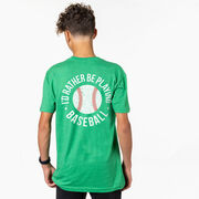 Baseball Short Sleeve T-Shirt - I'd Rather Be Playing Baseball Distressed (Back Design)