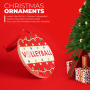 Volleyball Round Ceramic Ornament - Christmas Lights
