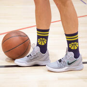 Basketball Woven Mid-Calf Socks - Ball (Navy/Gold)
