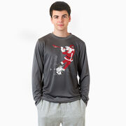 Guys Lacrosse Long Sleeve Performance Tee - Santa Laxer