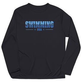 Swimming Long Sleeve Performance Tee - Swimming USA