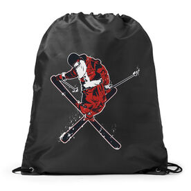 Skiing Drawstring Backpack - Freestyle Santa