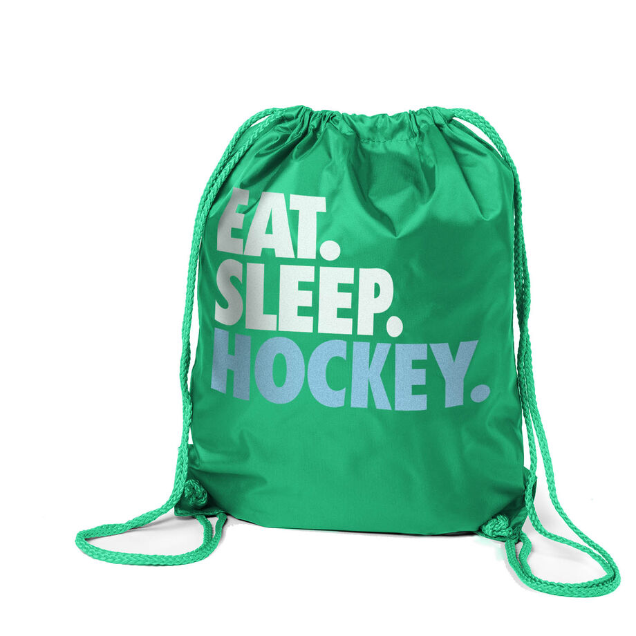 Hockey Drawstring Backpack Eat. Sleep. Hockey.