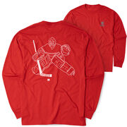 Hockey Tshirt Long Sleeve - Hockey Goalie Sketch (Back Design)