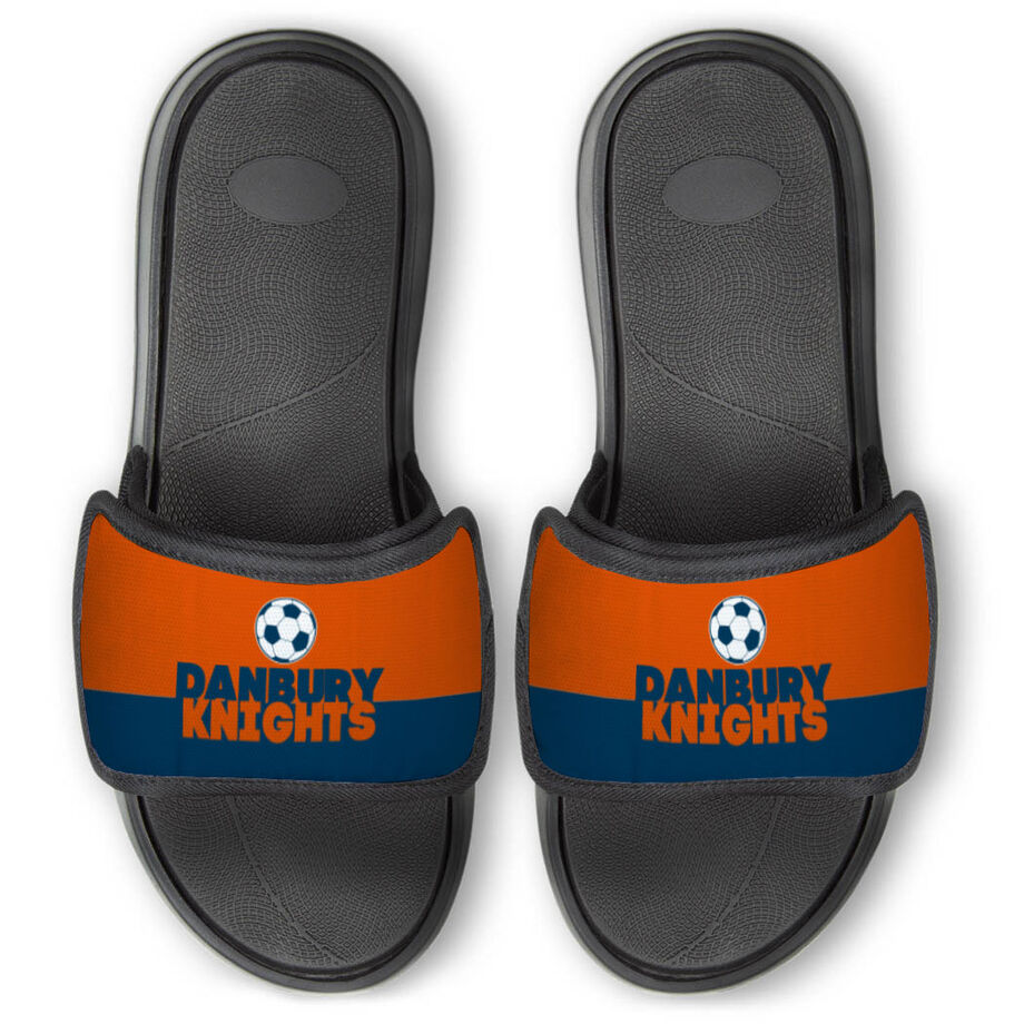 Soccer Repwell&reg; Slide Sandals - Team Name Colorblock - Personalization Image