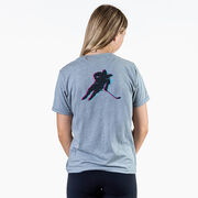Hockey T-Shirt Short Sleeve - Hockey Girl Glitch (Back Design)
