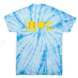 Softball Short Sleeve T-Shirt - Softball Love To Play Tie Dye