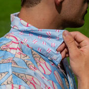 Baseball Performance Short Sleeve Button Down Shirt - I Scream