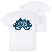 Skiing Short Sleeve T-Shirt - The Mountains Are Calling (Back Design)