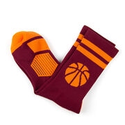 Basketball Woven Mid-Calf Socks - Ball (Maroon/Orange)