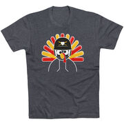 Baseball/Softball Short Sleeve T-Shirt - Goofy Turkey Player [Youth X-Large/Charcoal] - SS