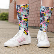 Girls Lacrosse Graphic Flex Mid-Calf Socks - Lax Girl Life