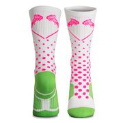 Girls Lacrosse Woven Mid-Calf Socks - Sundae (White/Pink/Green)