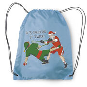 Guys Lacrosse Drawstring Backpack - Checking It Twice Lacrosse