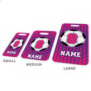 Soccer Bag/Luggage Tag - Personalized Soccer Ball with Dots Background