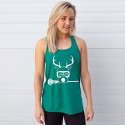 Girls Lacrosse Flowy Racerback Tank Top - Lax Girl Reindeer