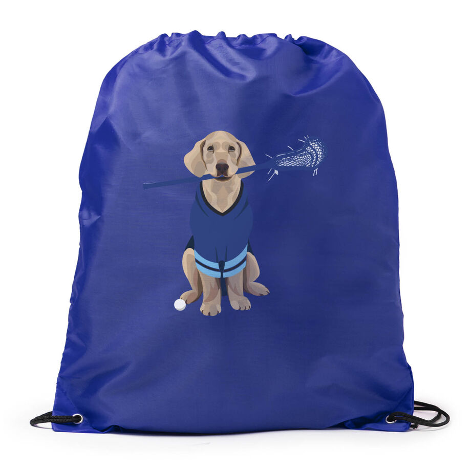 Guys Lacrosse Drawstring Backpack - Laxer the Lacrosse Dog
