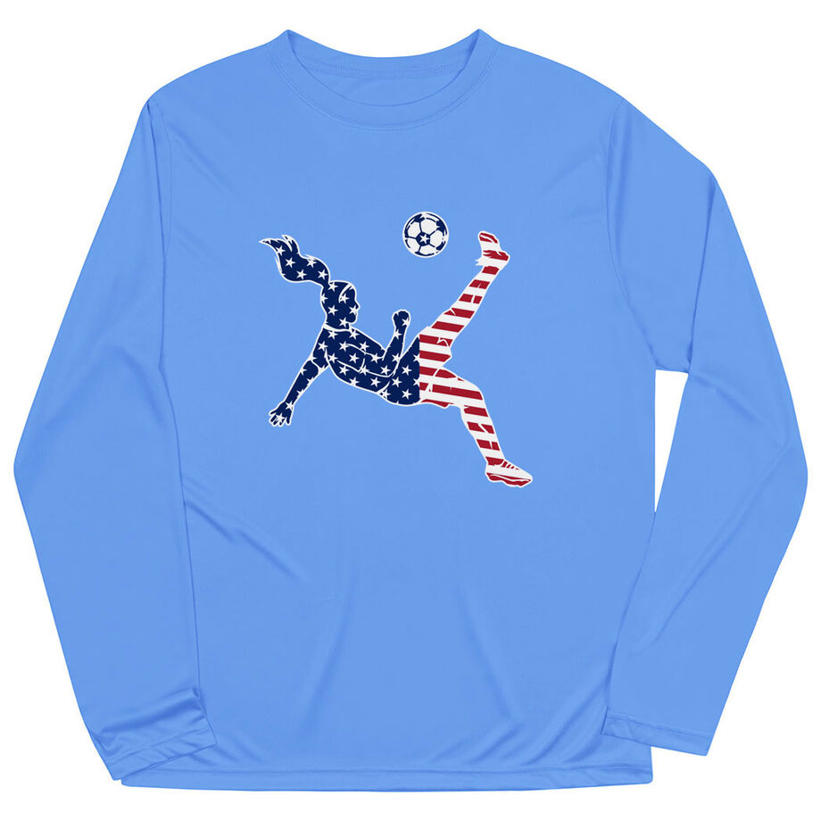 Soccer Long Sleeve Performance Tee - Girls Soccer Stars and Stripes Player