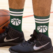 Basketball Woven Mid-Calf Socks - Ball (Green/White)