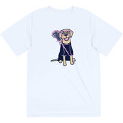 Girls Lacrosse Short Sleeve Performance Tee - Lily The Lacrosse Dog