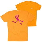 Field Hockey Short Sleeve T-Shirt - Neon Field Hockey Girl (Back Design)