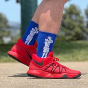 Basketball Woven Mid-Calf Socks - Player Jump Shot (Royal/White)