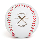 Baseball Thanks Coach Crossed Bats Laser Engraved Baseball