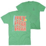 Softball Short Sleeve T-Shirt - Hey Batter Batter (Back Design)