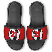 Soccer Repwell&reg; Slide Sandals - Soccer Ball with Number