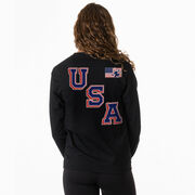 Hockey Tshirt Long Sleeve - Hockey USA Gold (Back Design)