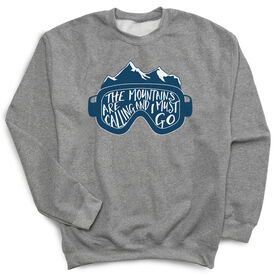 Skiing Crewneck Sweatshirt - The Mountains Are Calling