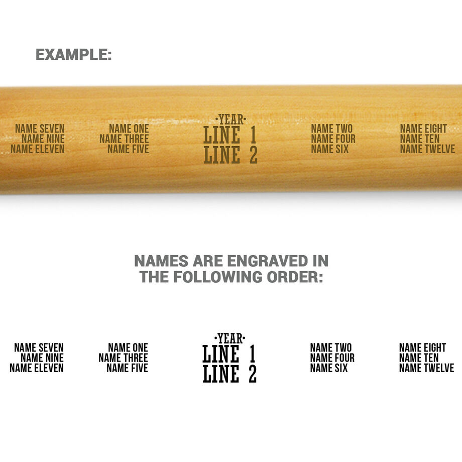 Engraved Mini Baseball Bat - Team Name With Roster