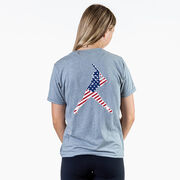 Softball Short Sleeve T-Shirt - Softball Stars and Stripes Player (Back Design)