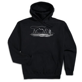 Fly Fishing Hooded Sweatshirt - Fly Fishing Sketch