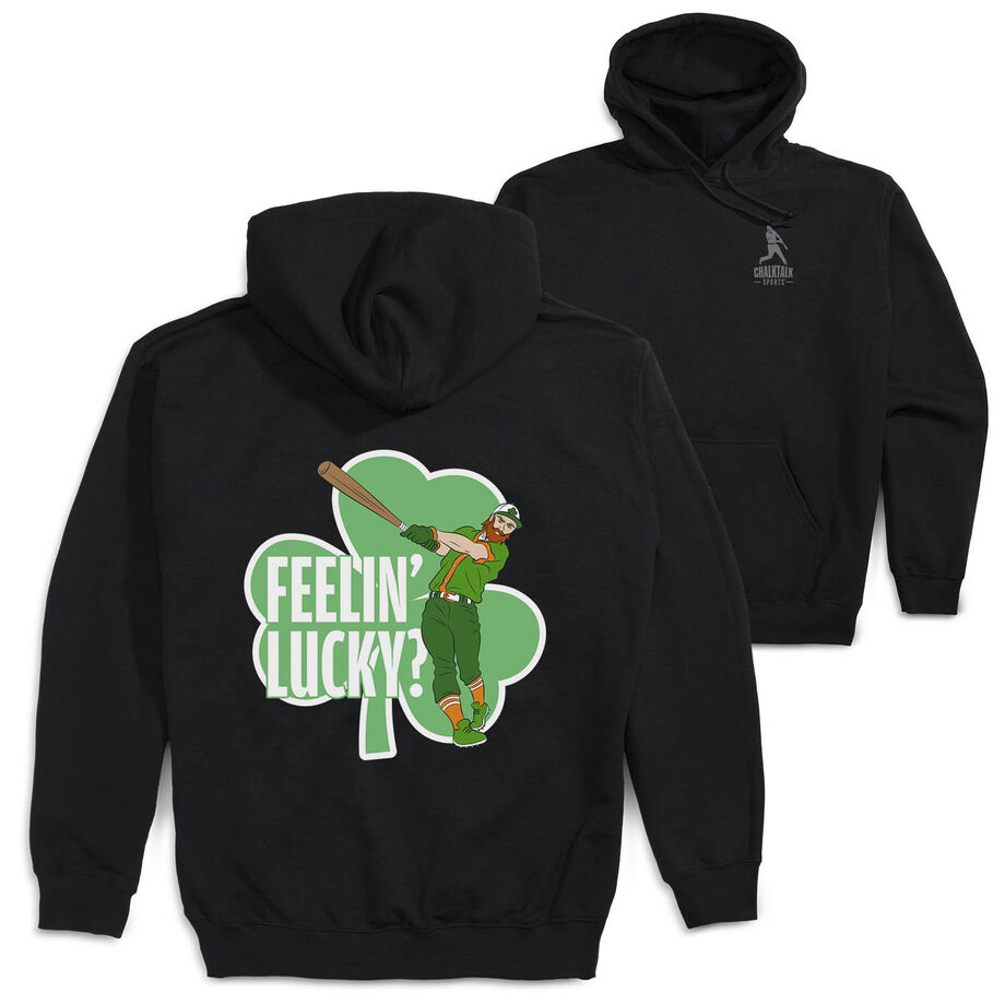 Baseball Hooded Sweatshirt - Feelin' Lucky Baseball (Back Design)